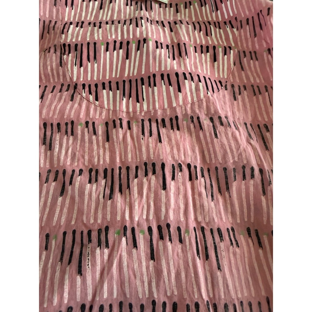 Dawson Hellmann Matchstick Pajama Top Pink Green Trim Womens M L Lounge - Picture 8 of 10